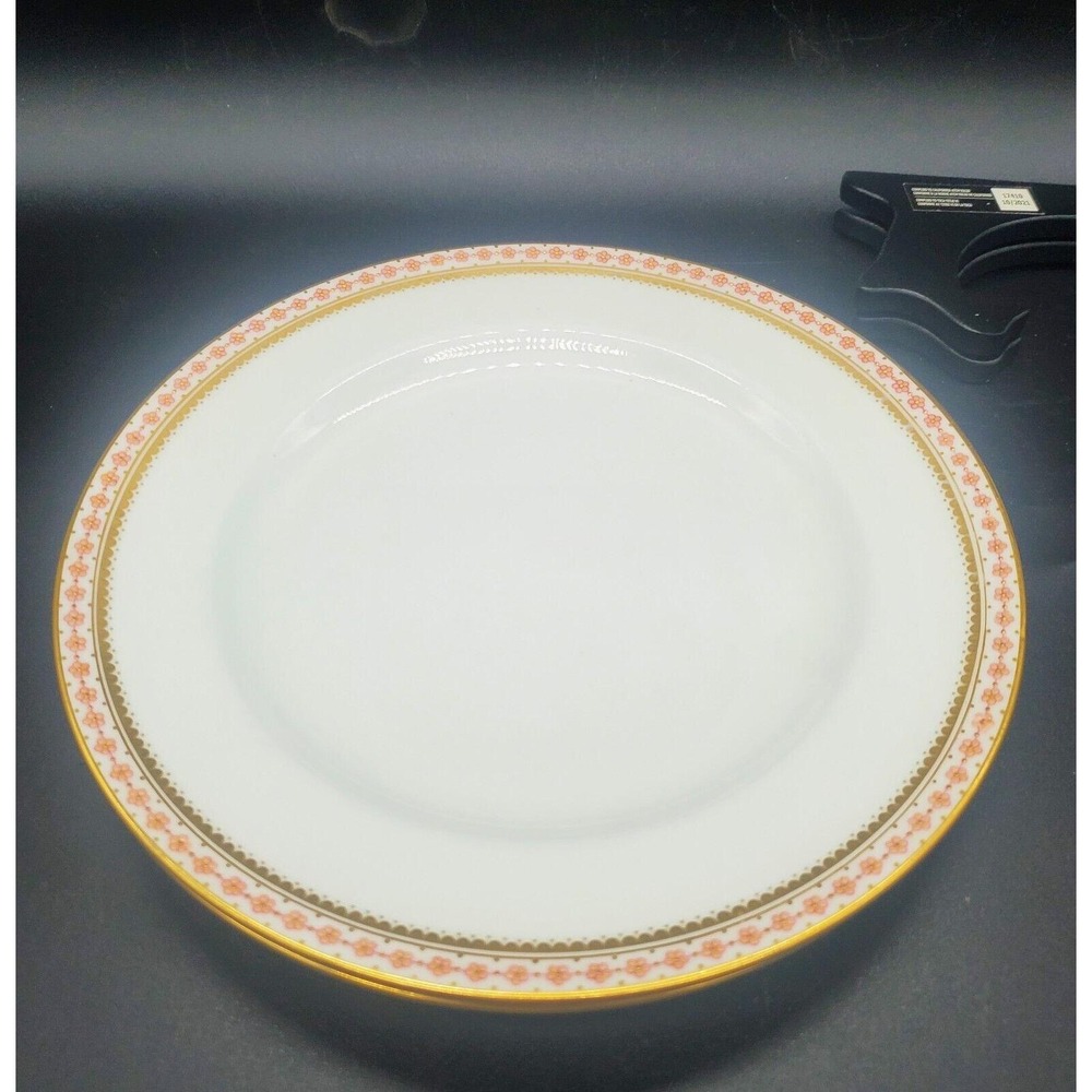 Vintage Set/2 Minton 9" Dinner Plates Raised Floral Border England